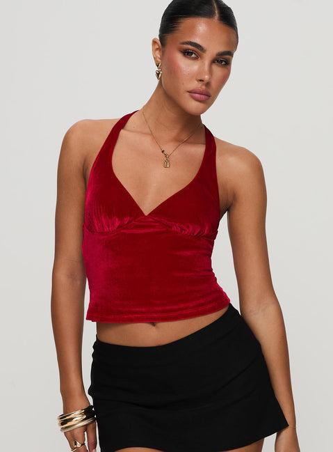 Tuberose Halter Top Red Product Image