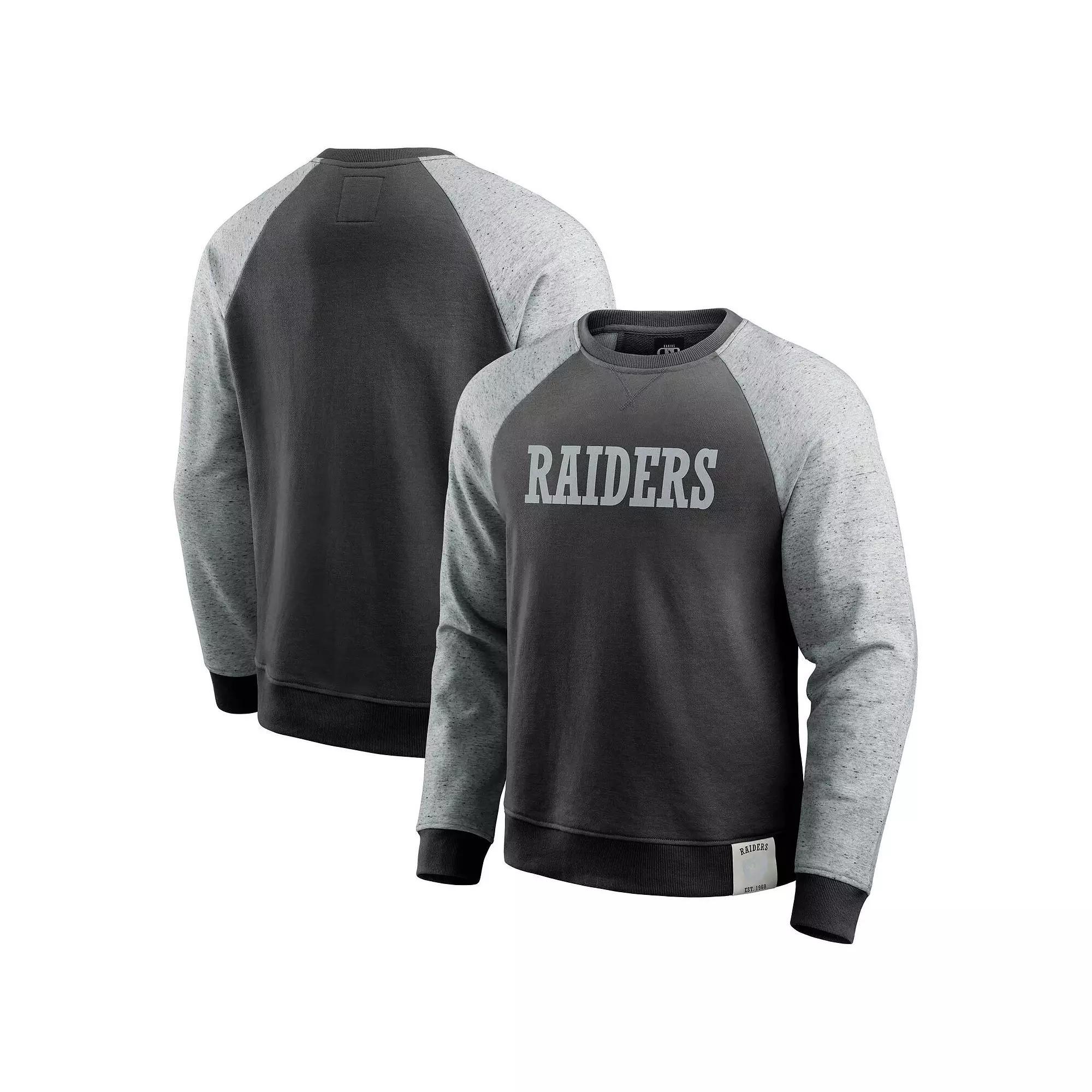 Men's Darius Rucker Collection by Fanatics Black/Heather Gray Las Vegas Raiders Colorblock Pullover Sweatshirt, Size: XL, Lvr Grey Product Image