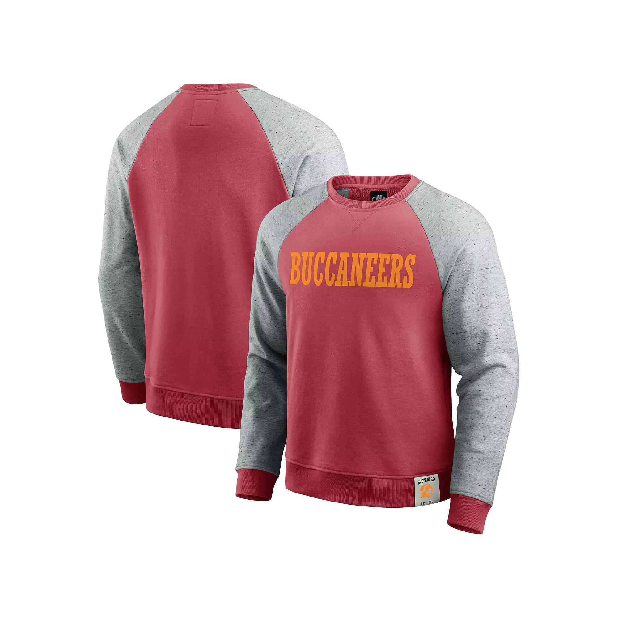 Men's Darius Rucker Collection by Fanatics Red/Heather Gray Tampa Bay Buccaneers Throwback Color Block Raglan Pullover Sweatshirt, Size: XL Product Image