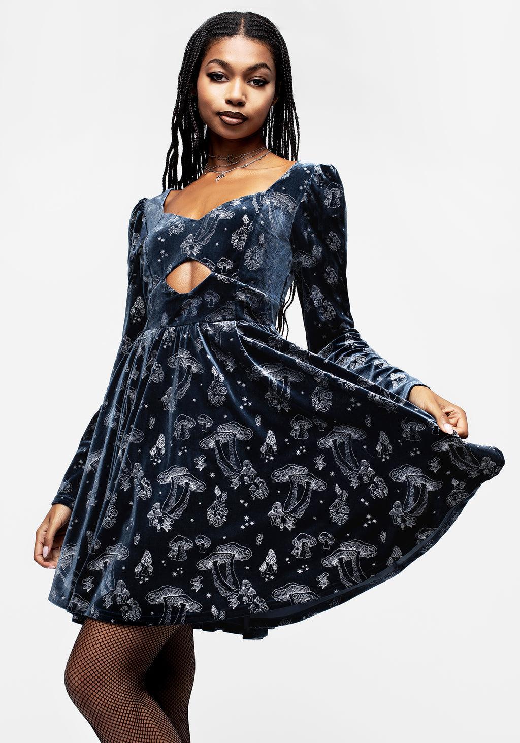 Faefire Foil Print Velour Cut Out Mini Dress Product Image