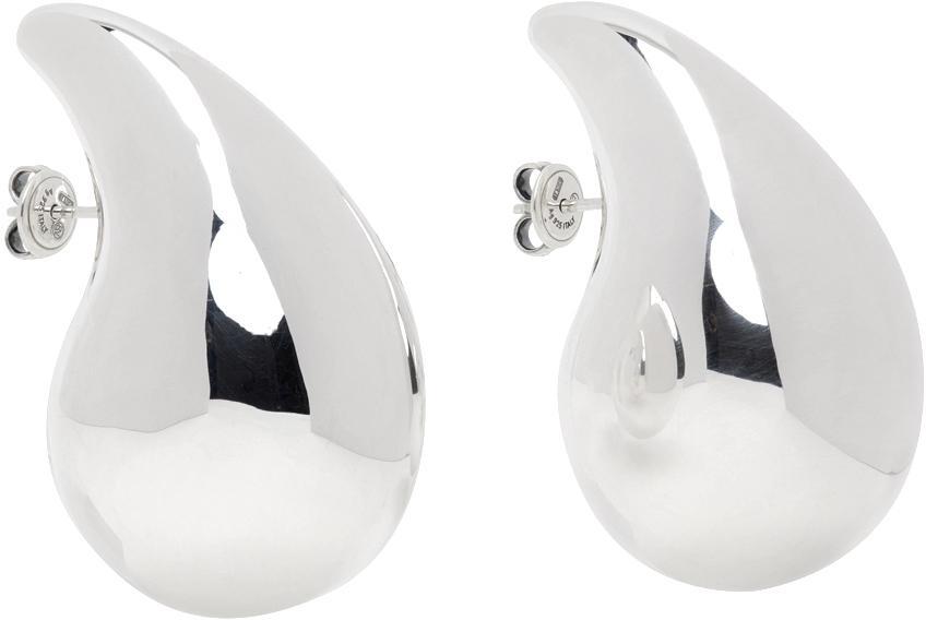 BOTTEGA VENETA Silver Large Drop Earrings In 8117 Silver Product Image