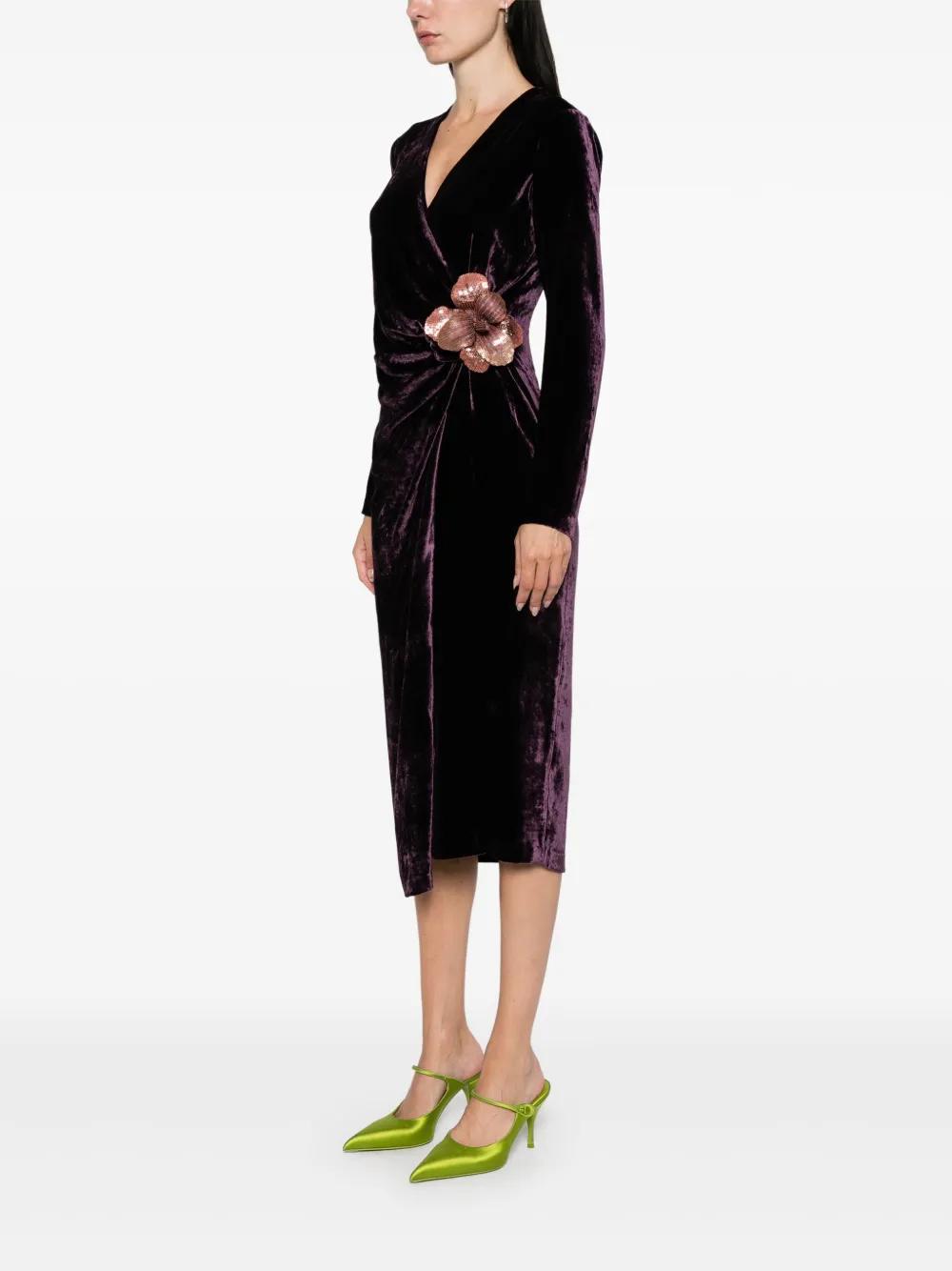 flower-appliqué velvet midi dress Product Image