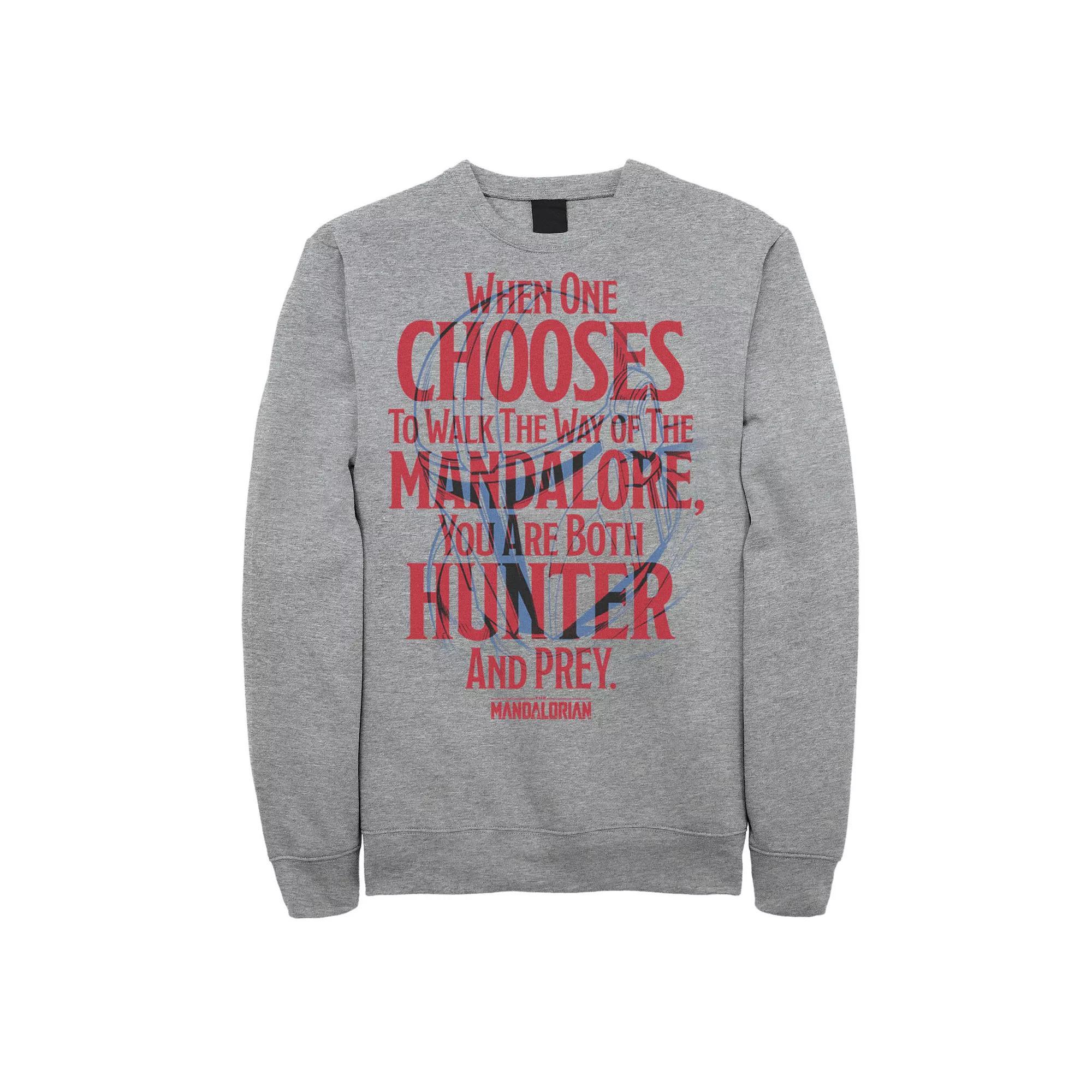 Men's Star Wars The Mandalorian You Are Both Hunter And Prey Sweatshirt, Size: 3XL, Athletic Grey Product Image