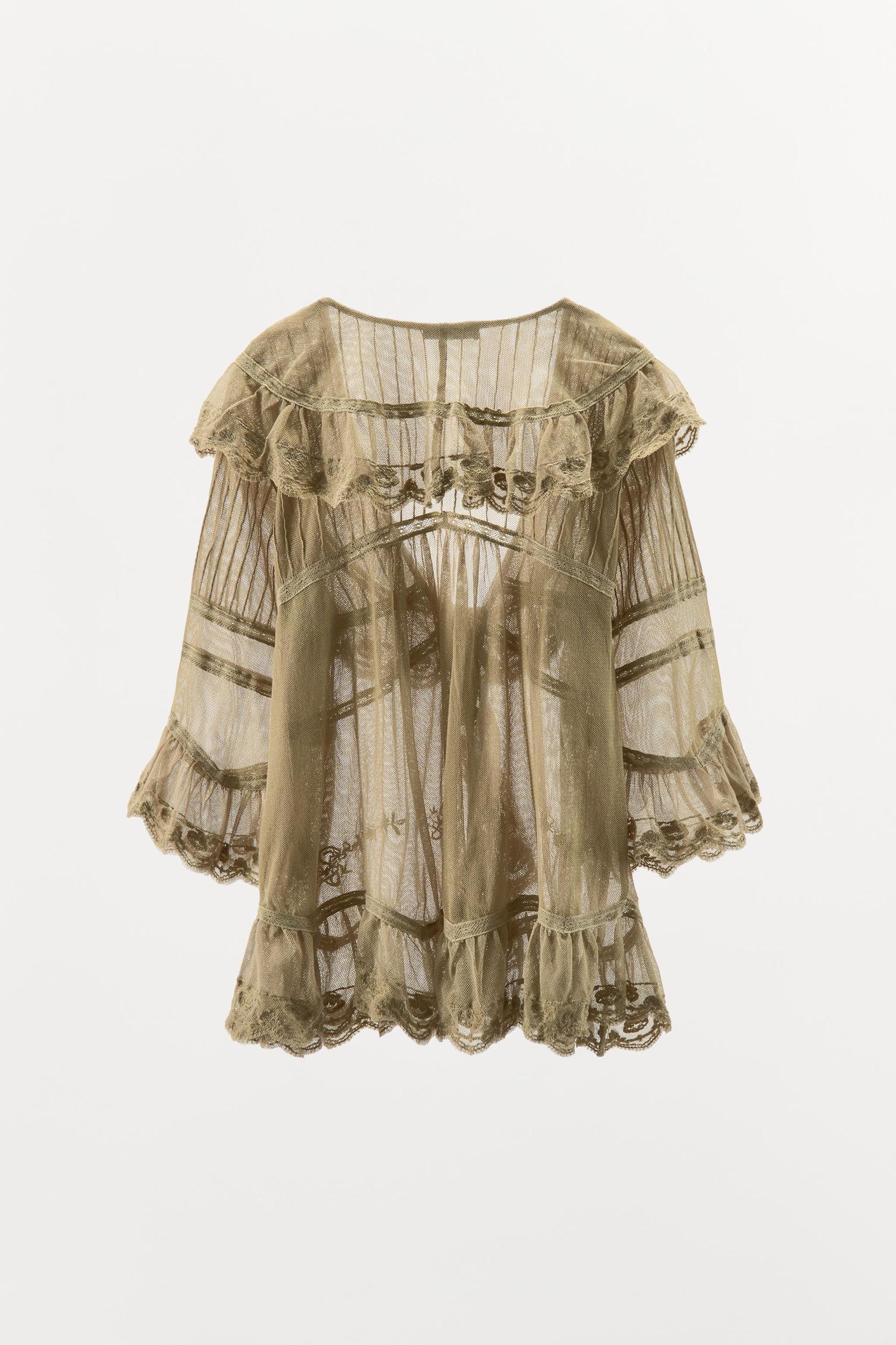 EMBROIDERED TULLE RUFFLE TOP Product Image