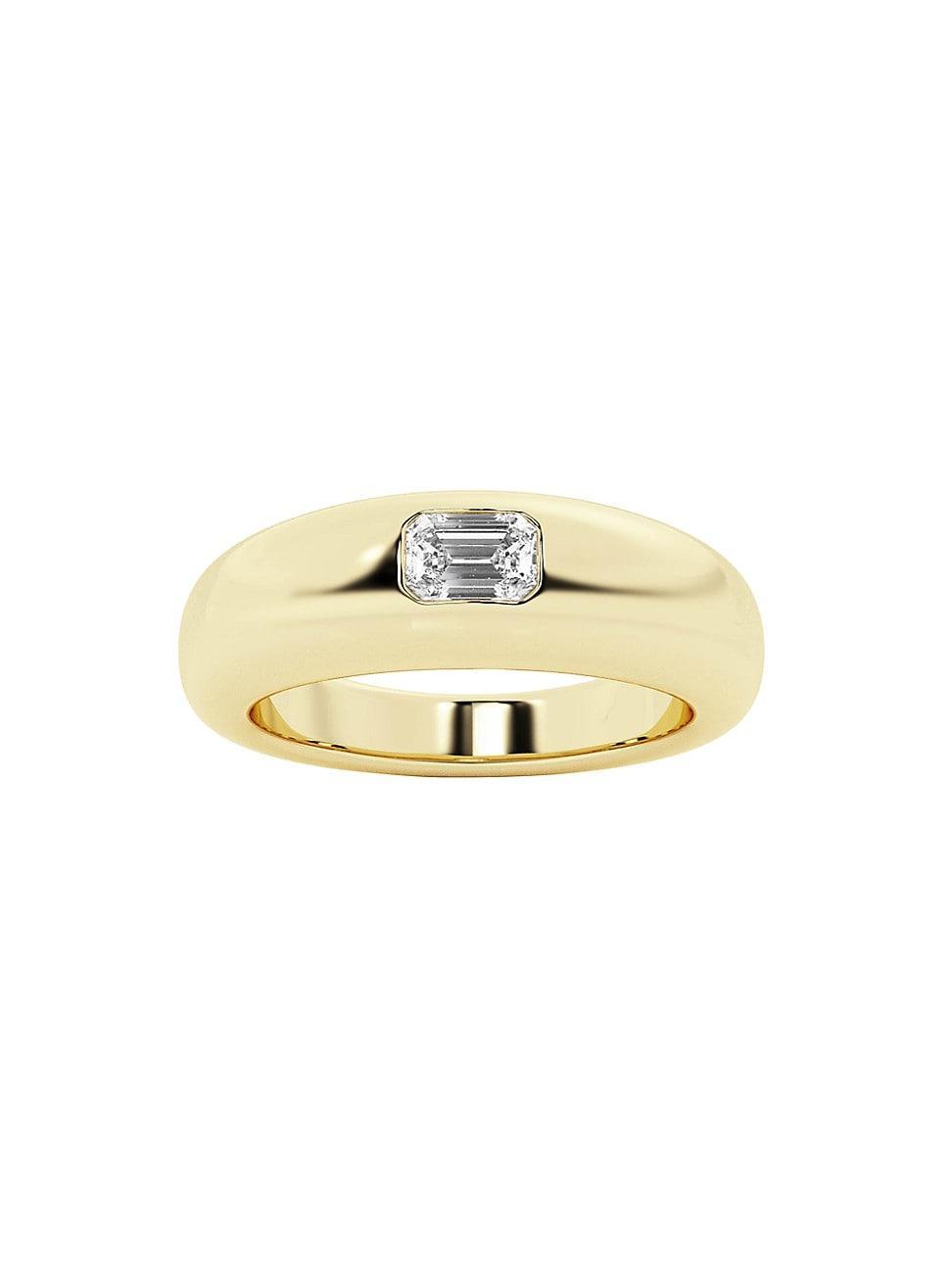 Womens 14K Yellow Gold & 0.33 TCW Lab-Grown Diamond Stackable Ring Product Image