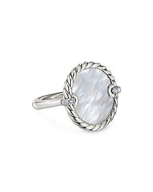 David Yurman Sterling Silver Dy Elements Mother-of-Pearl & Diamond Ring Product Image