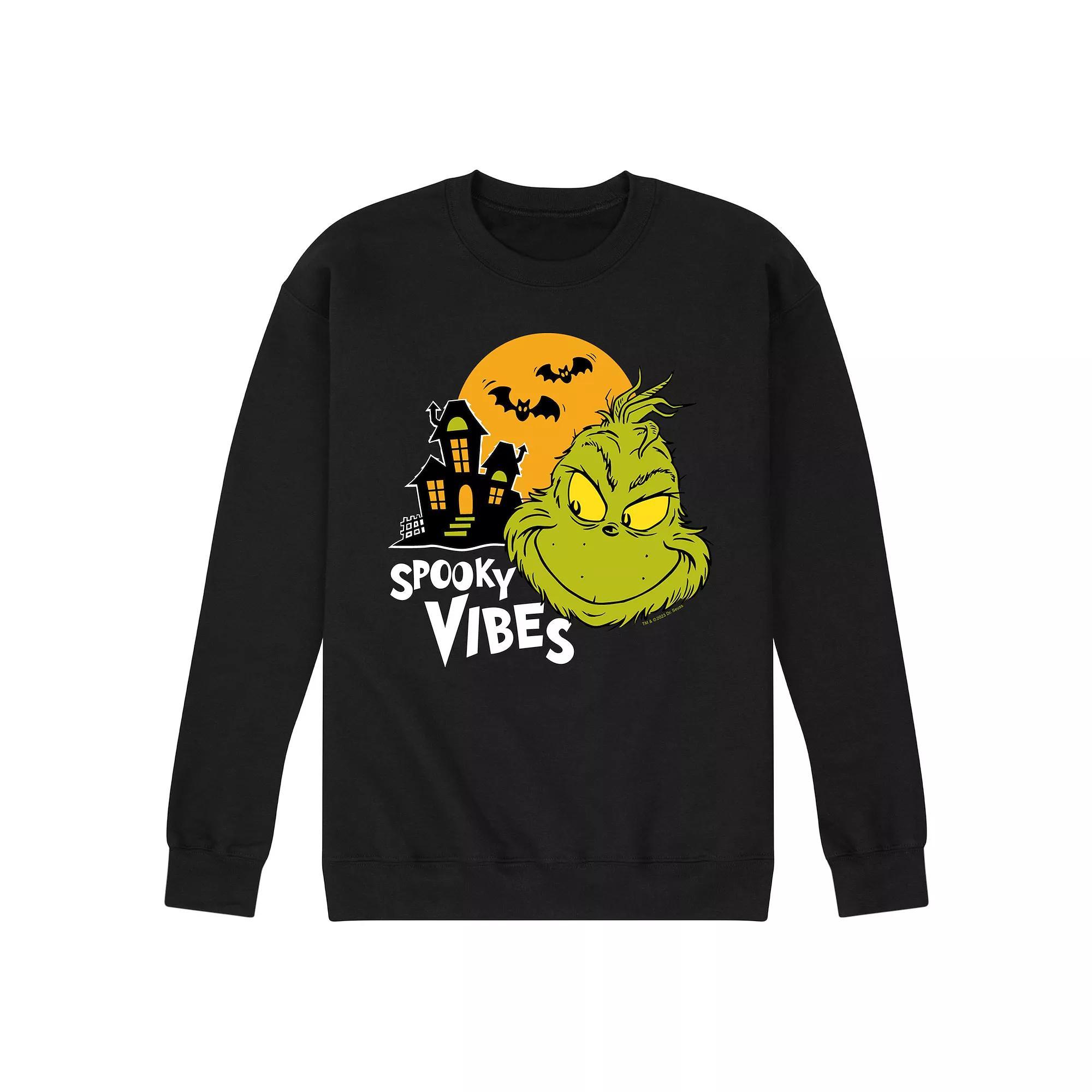 Men's Dr. Seuss Grinch Spooky Vibes Fleece Sweatshirt,  Product Image