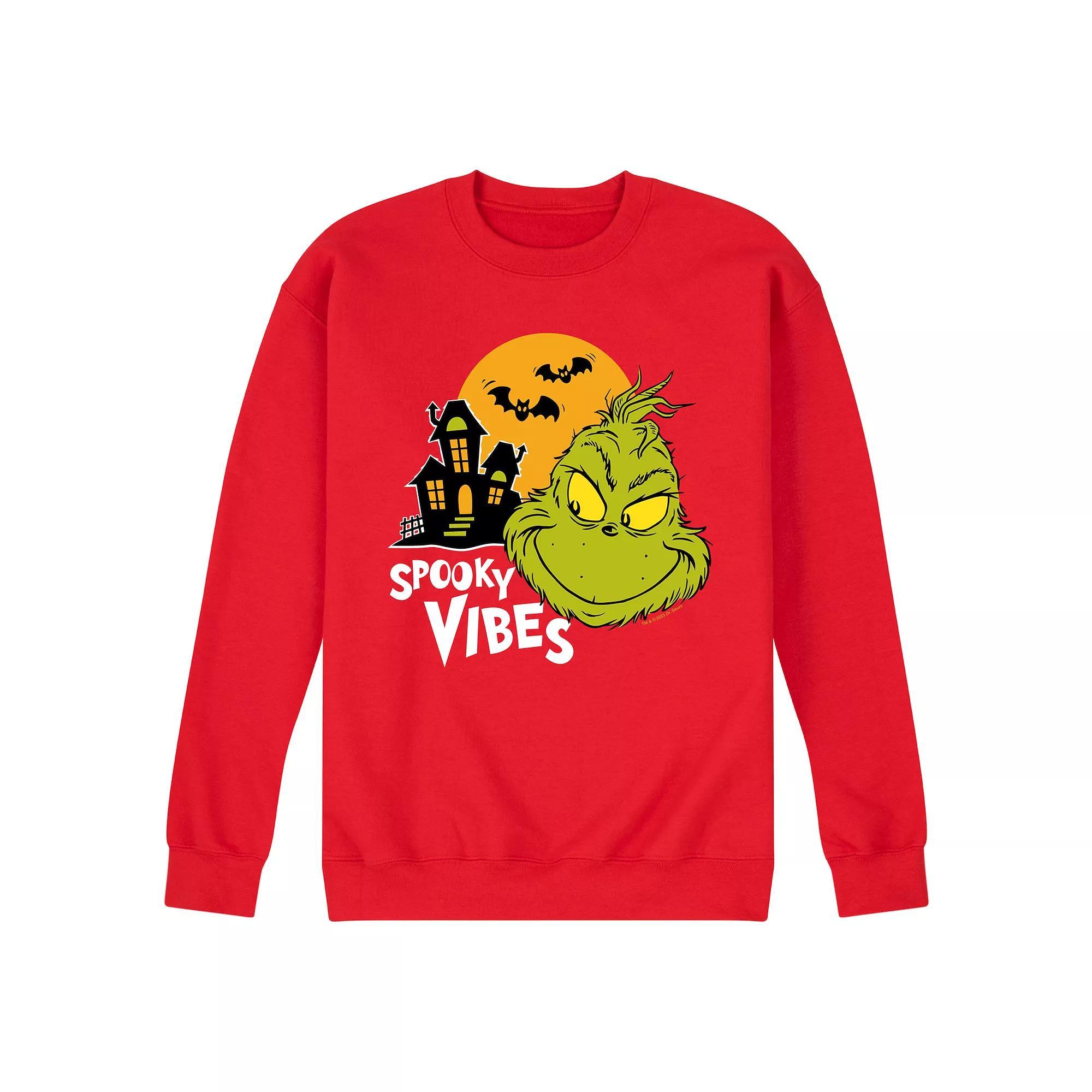 Men's Dr. Seuss Grinch Spooky Vibes Fleece Sweatshirt,  Product Image