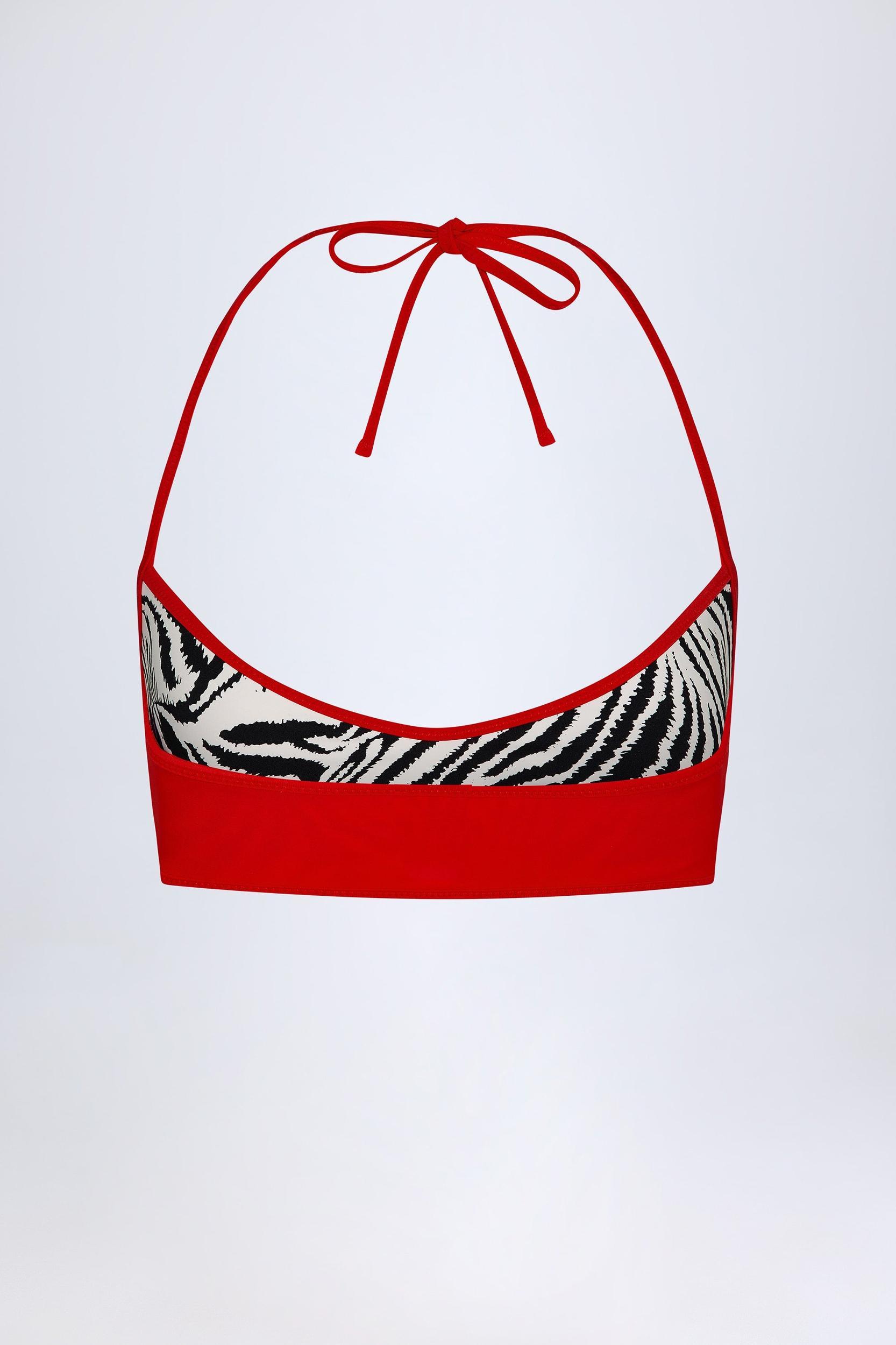 Reversible Halterneck Bikini Top in Zebra Print Product Image