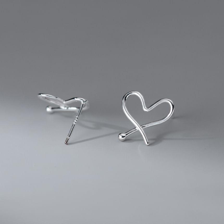 925 Sterling Silver Heart Stud Earring Product Image