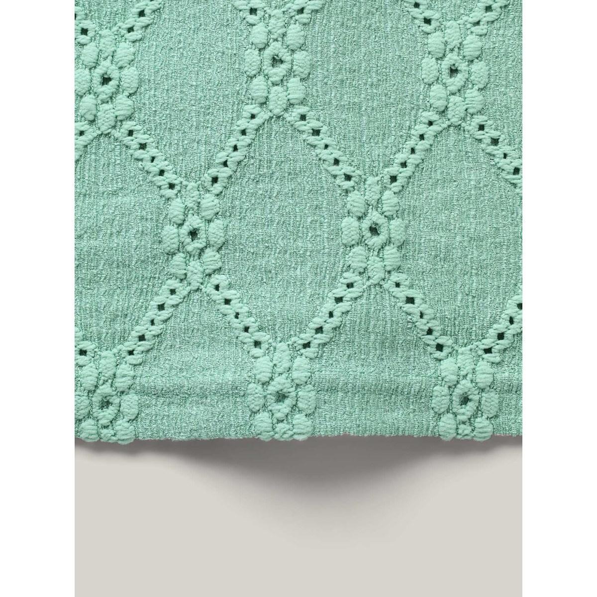 Plus Size Cut-Out Textured Spliced Sleeve T-Shirt Greenbean Women Casual Texture Round Neck Everyday T-shirts BloomChic 10/M Product Image