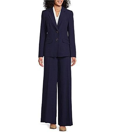 Nipon Boutique Crepe Notch Lapel Collar Long Sleeve Button Front Jacket Pant Set Product Image