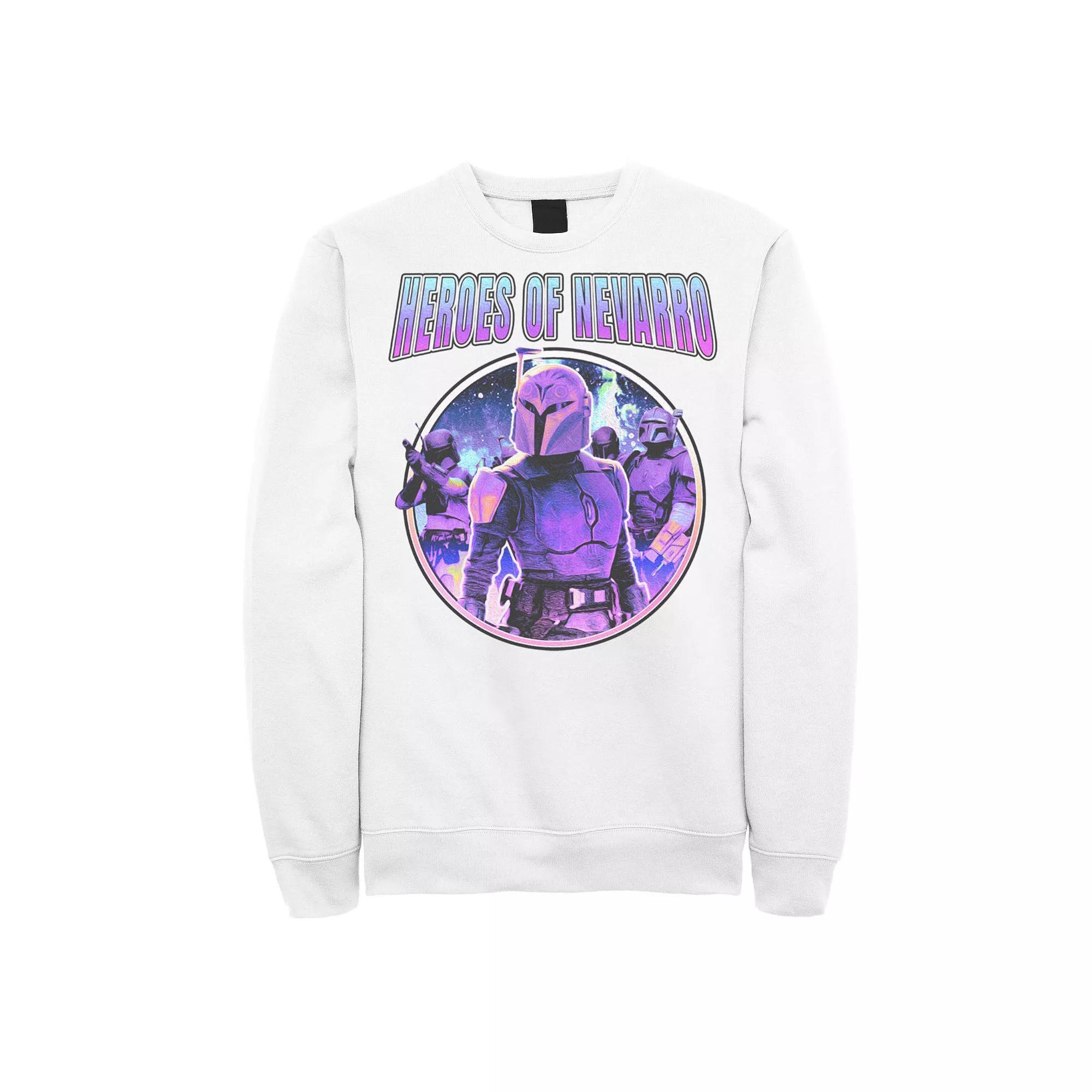 Men's Star Wars The Mandalorian Bo-Katan Heroes of Nevarro Neon Circle Graphic Fleece, Size: Small, White Product Image