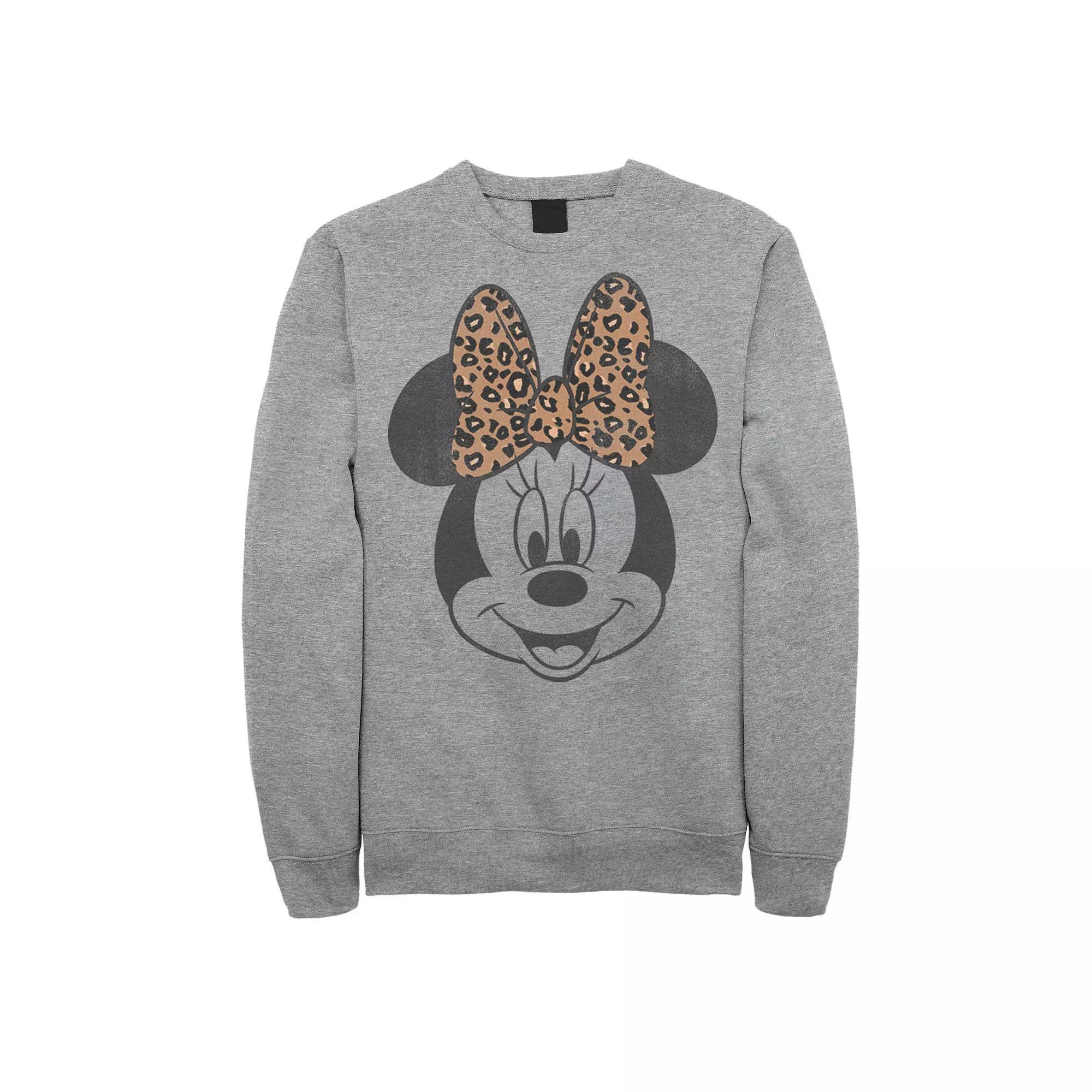 Disney's Minnie Mouse Men's Leapord Print Bow Portrait Sweatshirt,  Product Image