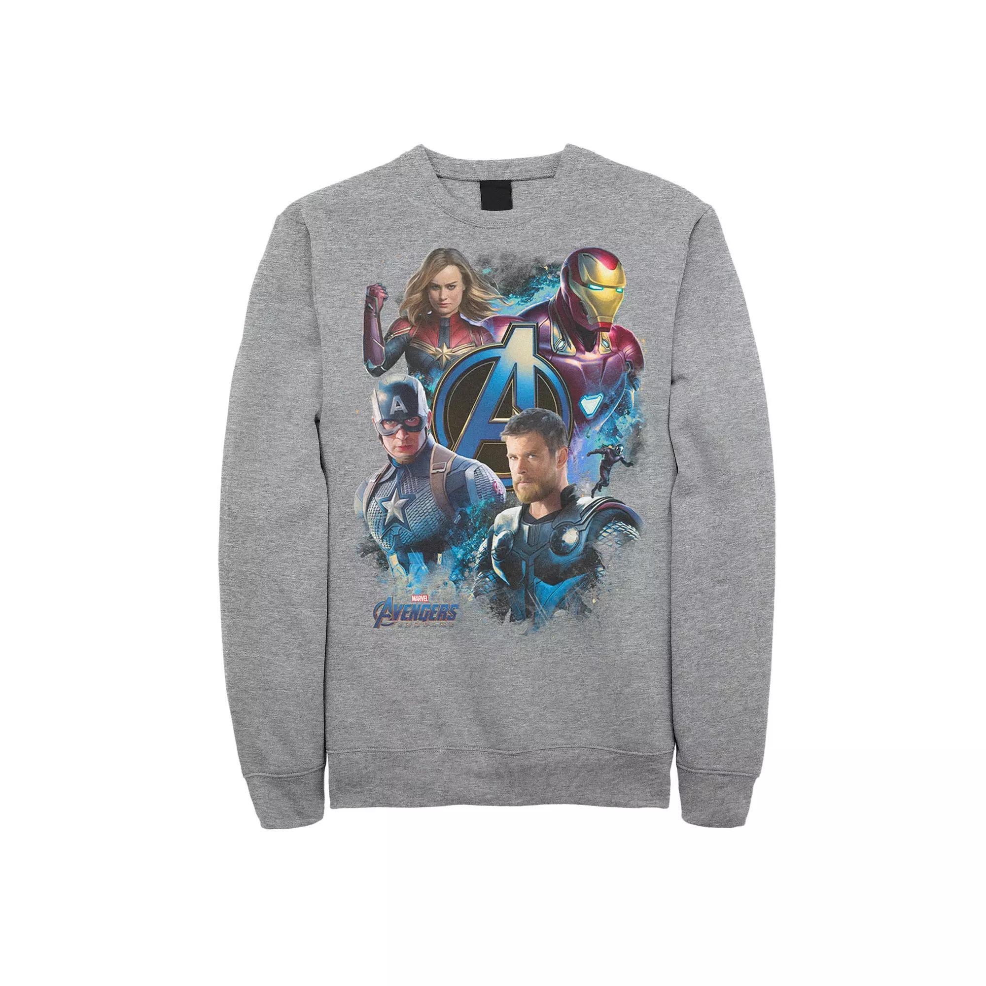 Men's Marvel Avengers Action Portrait Collage Sweatshirt, Size: Small, Athletic Grey Product Image