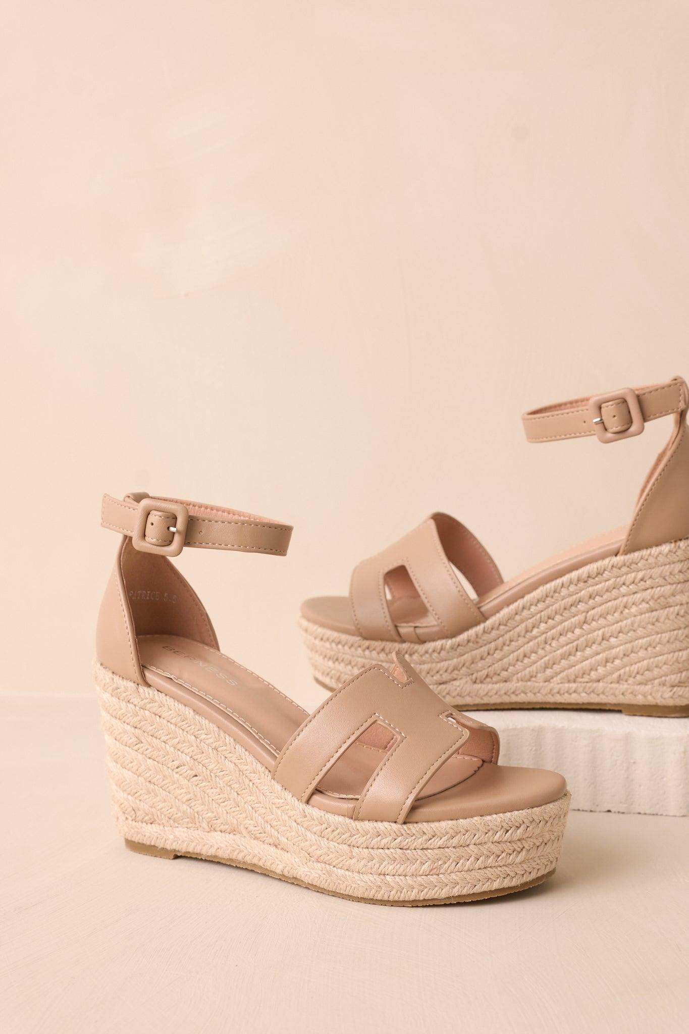 Beachside Dreaming Beige Platform Wedges Product Image