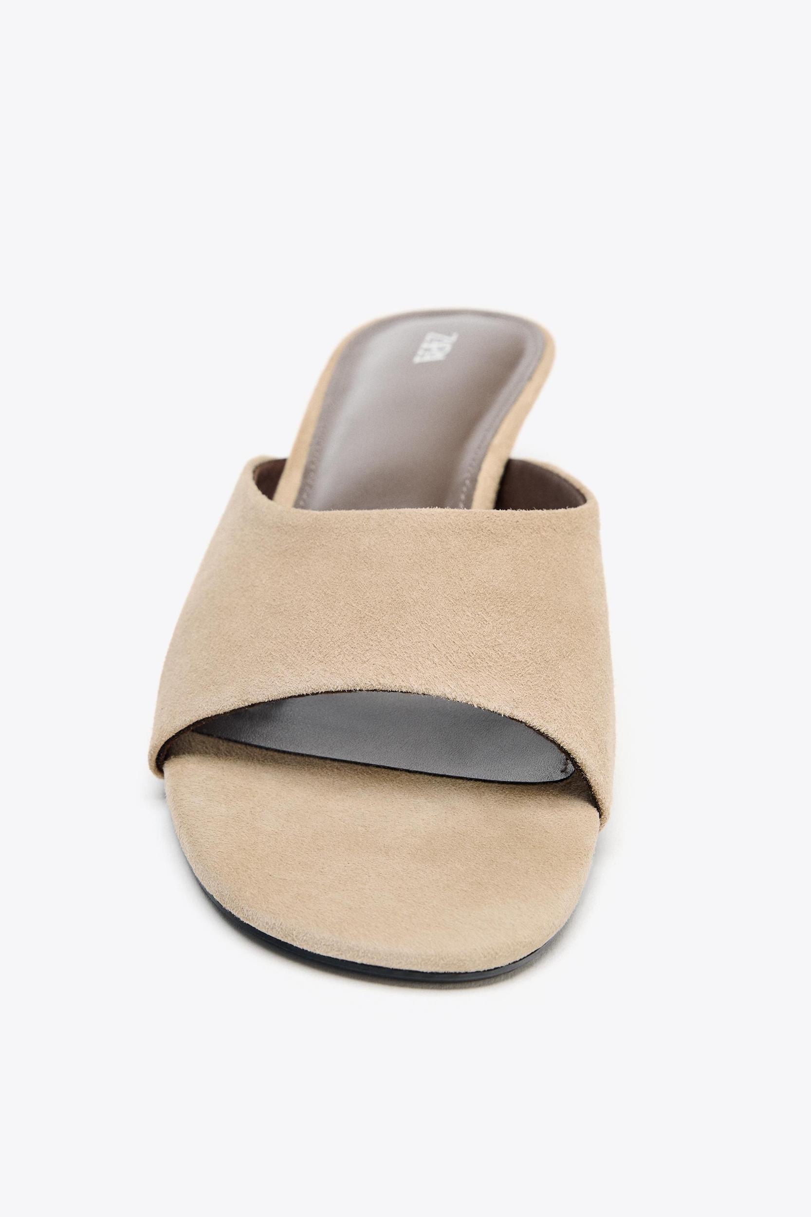 SUEDE KITTEN HEEL SANDALS Product Image