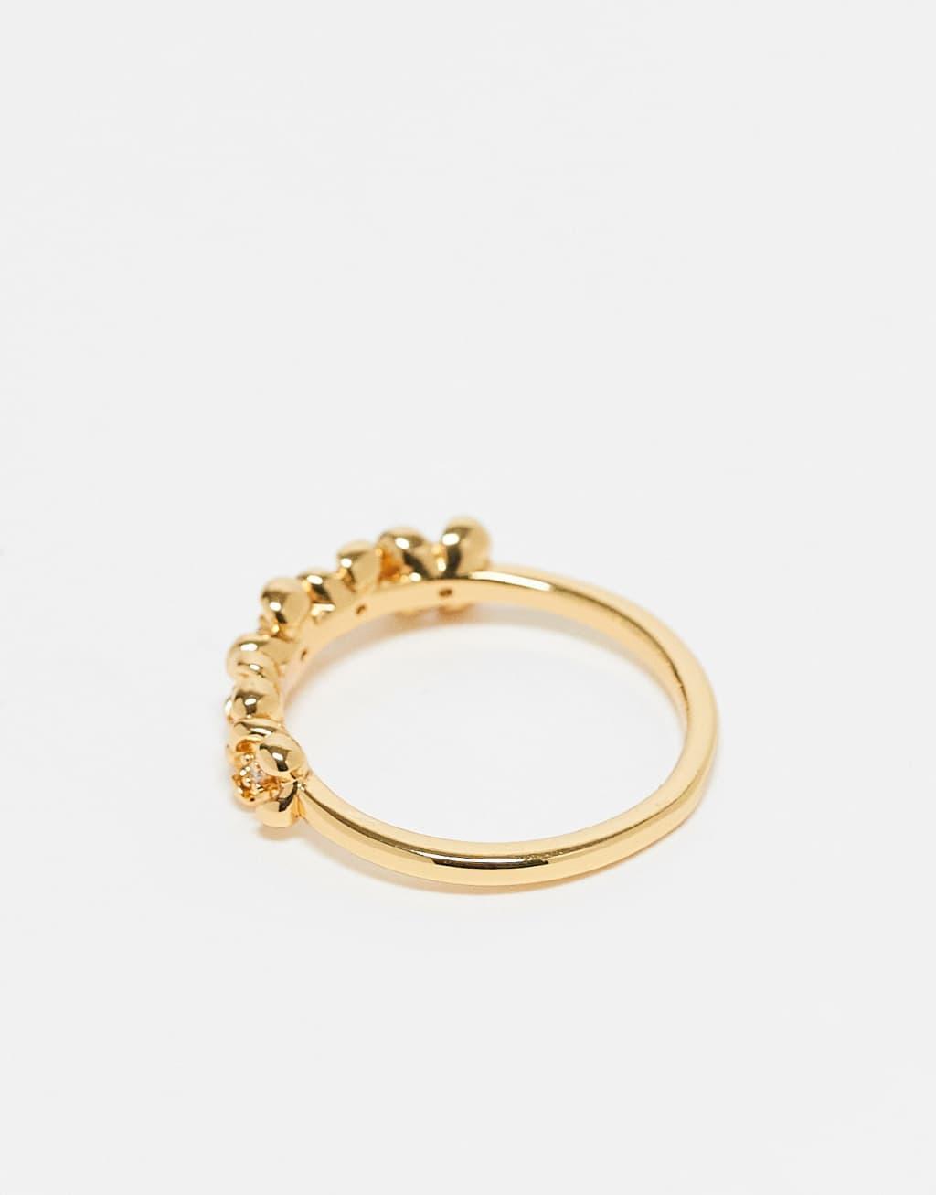 ASOS DESIGN Curve 14k gold plated ring in floral design Product Image