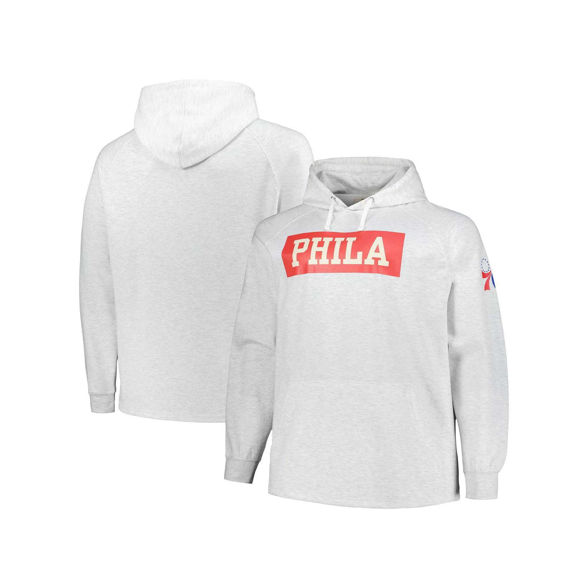 Men's Fanatics Ash Philadelphia 76ers Big & Tall Raglan Tri-Blend Pullover Hoodie, Size: XLT, 76r Black Product Image