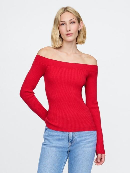 Off-Shoulder Sweater Top Product Image