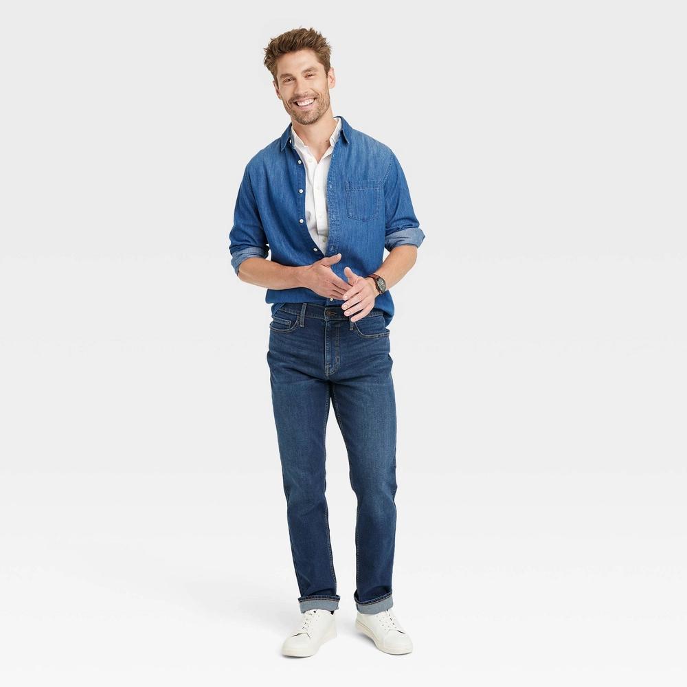 Mens Straight Fit Jeans - Goodfellow & Co Indigo 34x30 Product Image