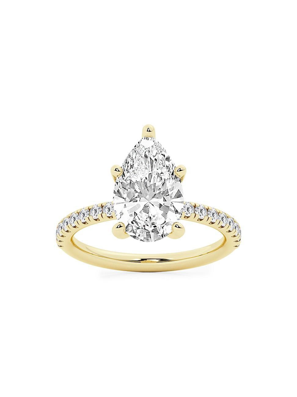 Womens 14K Yellow Gold & Pear-Cut Lab-Grown Diamond Hidden Halo Ring/0.80-3.41 TCW Product Image