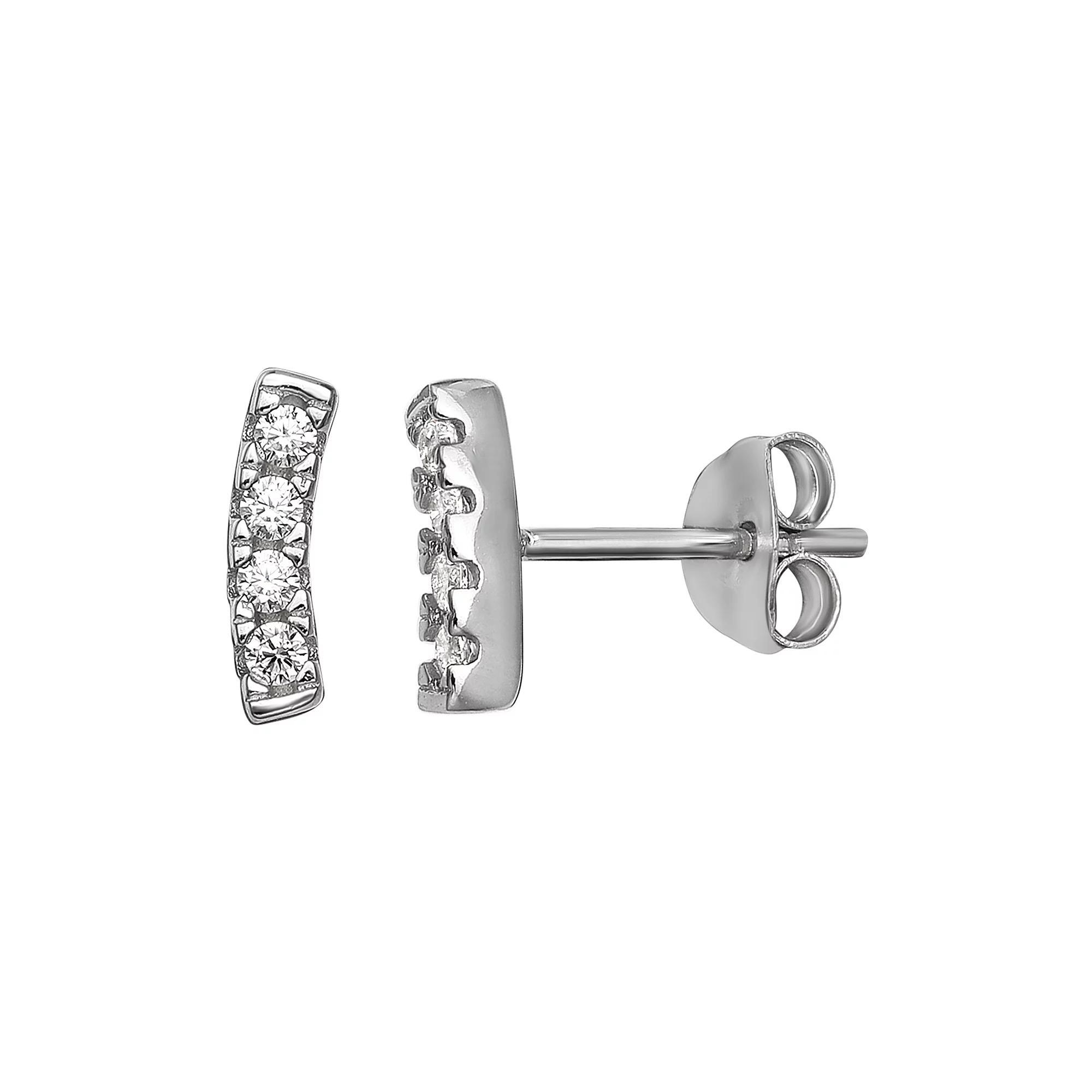 PRIMROSE Sterling Silver Cubic Zirconia Bar Post Earrings, Women's, Silver Tone Clear Product Image