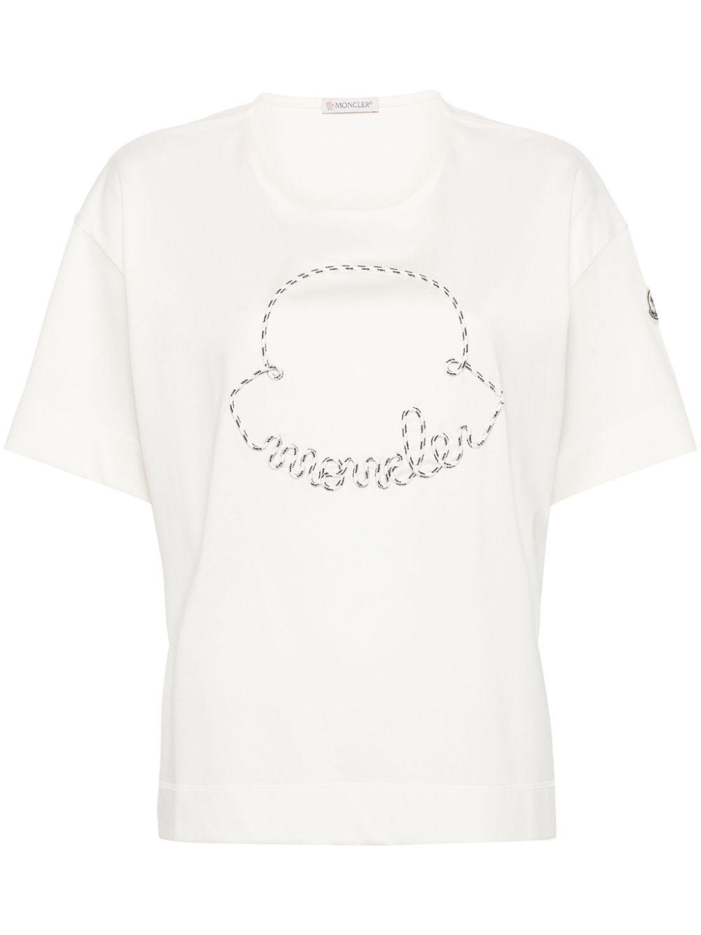 MONCLER Logo-appliqué Cotton T-shirt In Neutrals Product Image