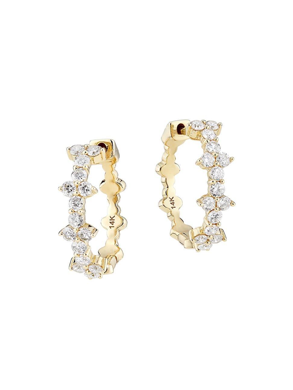 Womens 14K Yellow Gold & 0.84 TCW Diamond Hoop Earrings Product Image