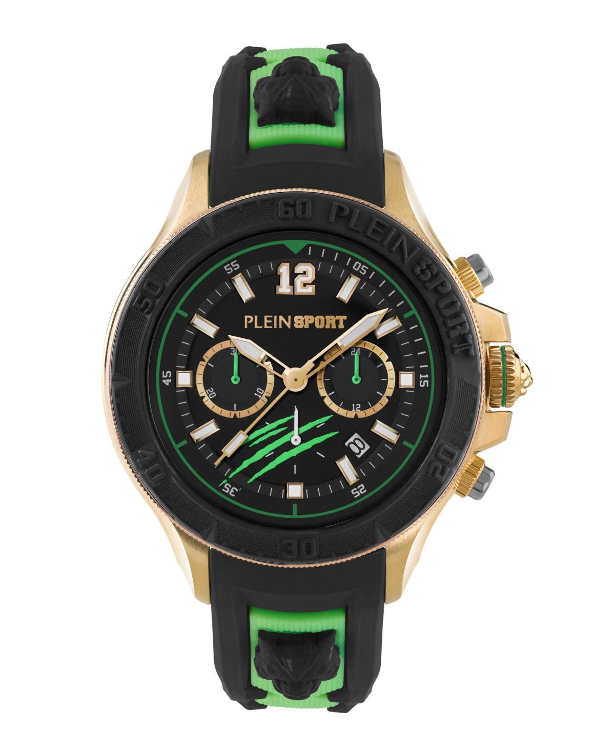 Philipp Plein Mens Warrior Sport Tech Chronograph BlackGreen Silicone Strap Watch Product Image