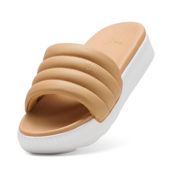 PUMA Karmen Puffy Women's Slides in Warm Beige/White Product Image