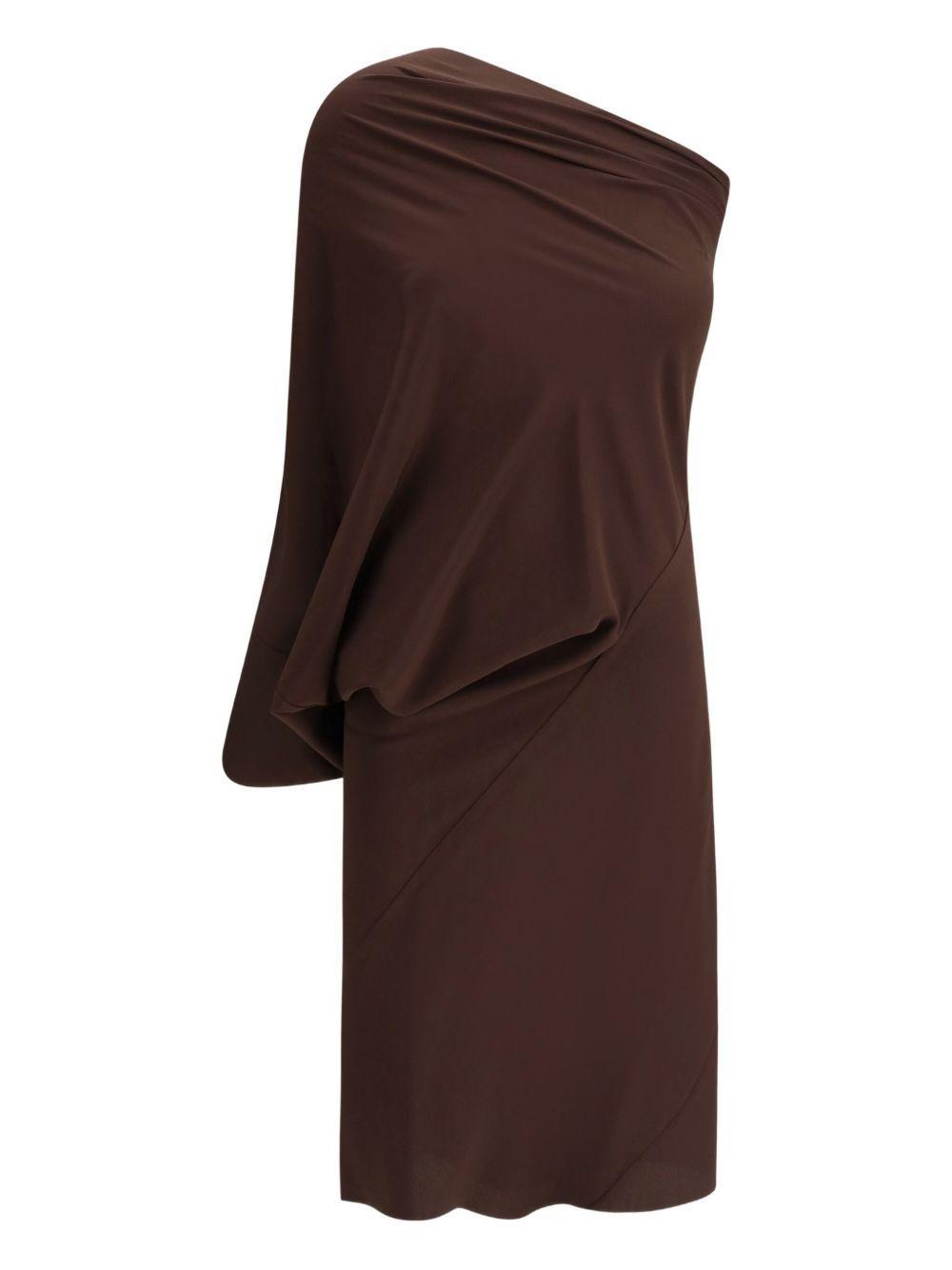 RICK OWENS One-shoulder Draped Dress In Brown Product Image