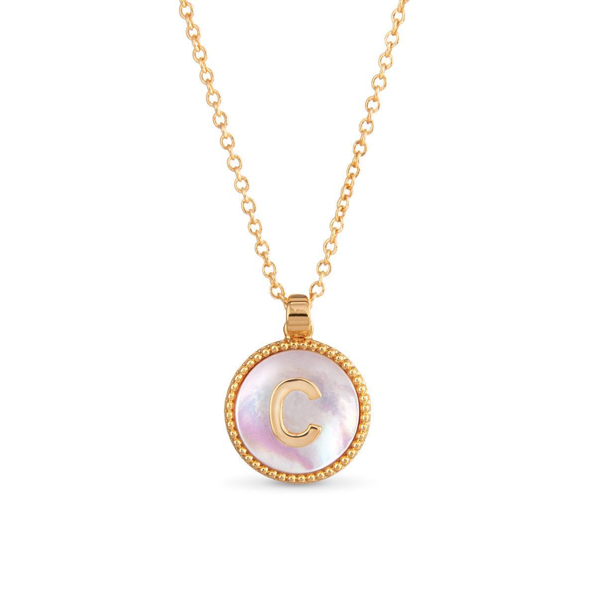 Gold Mother of Pearl Initial Necklace Product Image