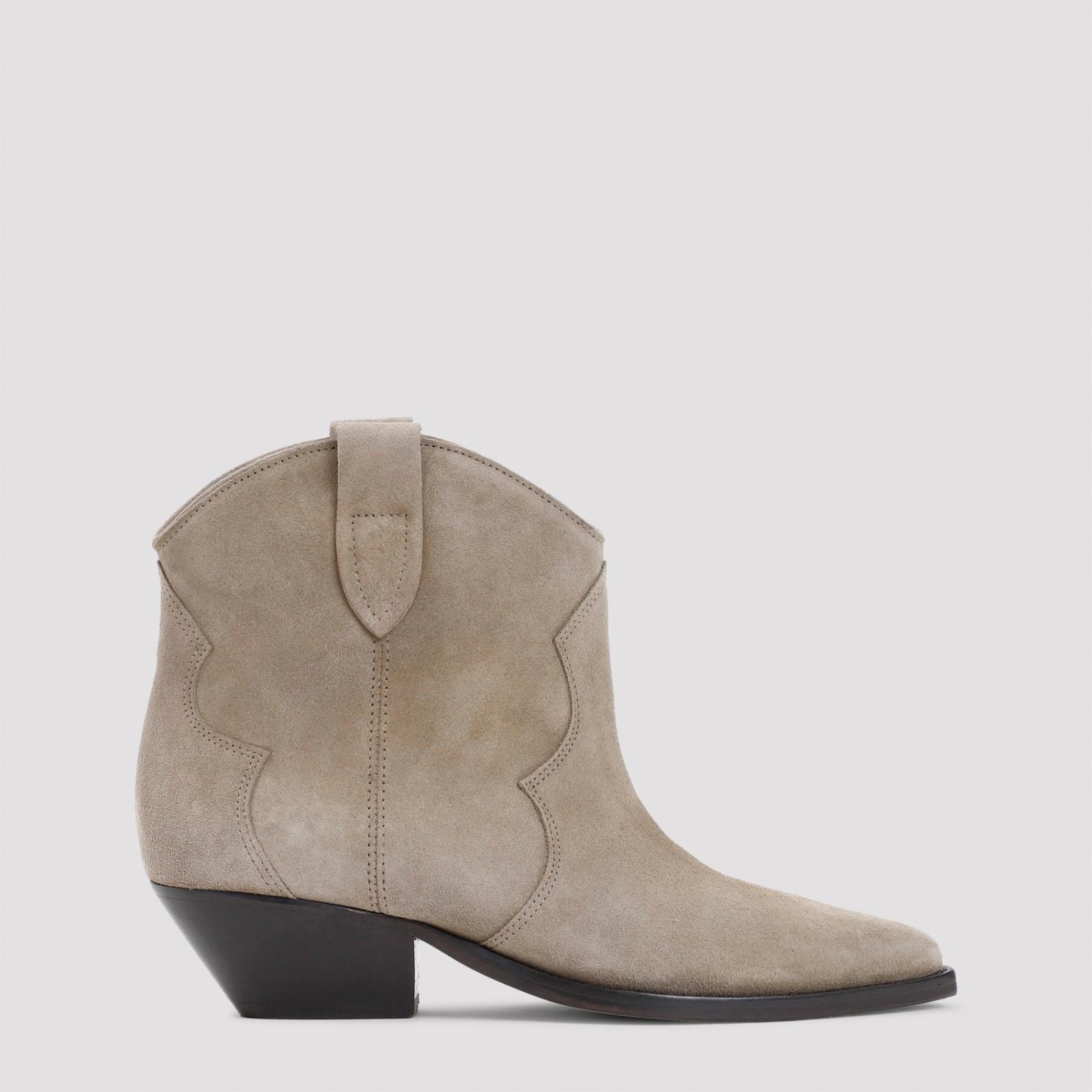 Taupe Beige Calf Velvet Leather Dewina Boots In Neutrals Product Image