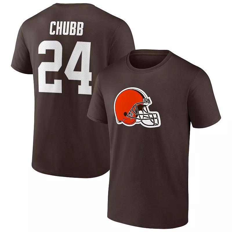 Men's Fanatics Branded Nick Chubb Brown Cleveland Browns Player Icon Name & Number T-Shirt, Size: XL Product Image