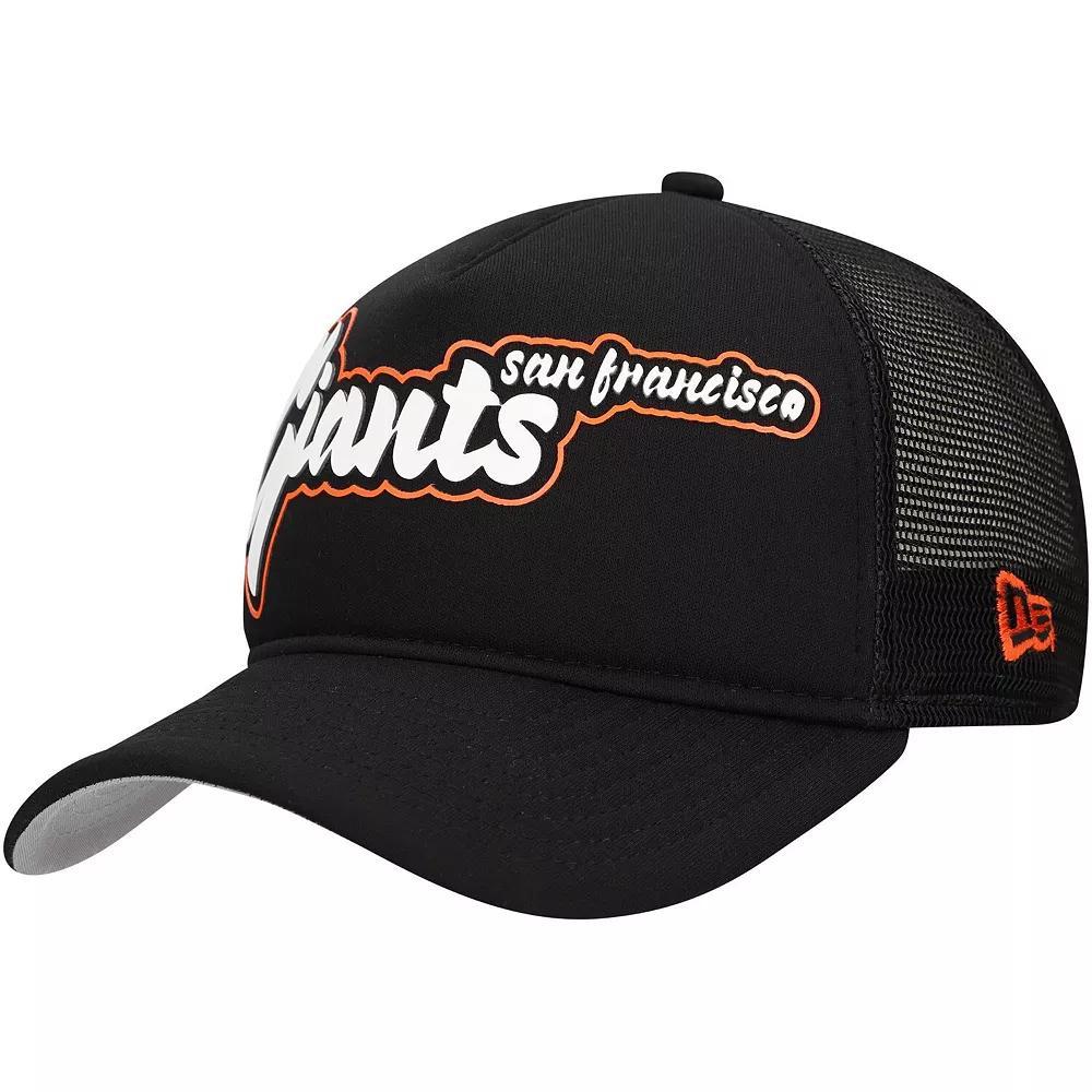 Men's New Era Black San Francisco Giants Retro Bold A-Frame Trucker 9FORTY Adjustable Hat Product Image
