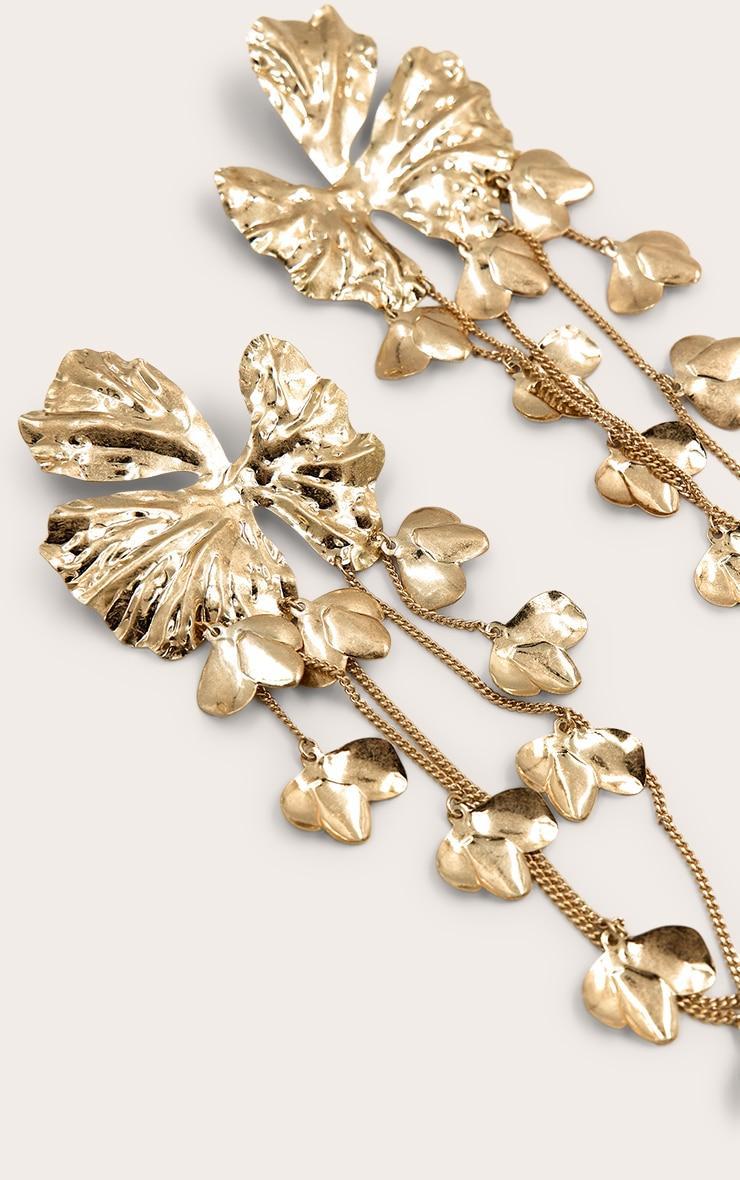 Gold Flower Drape Statement Earrings Product Image
