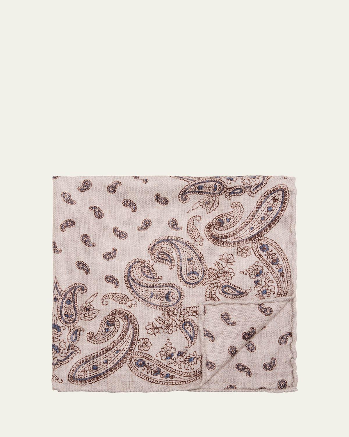 Mens Silk Paisley Pocket Square Product Image