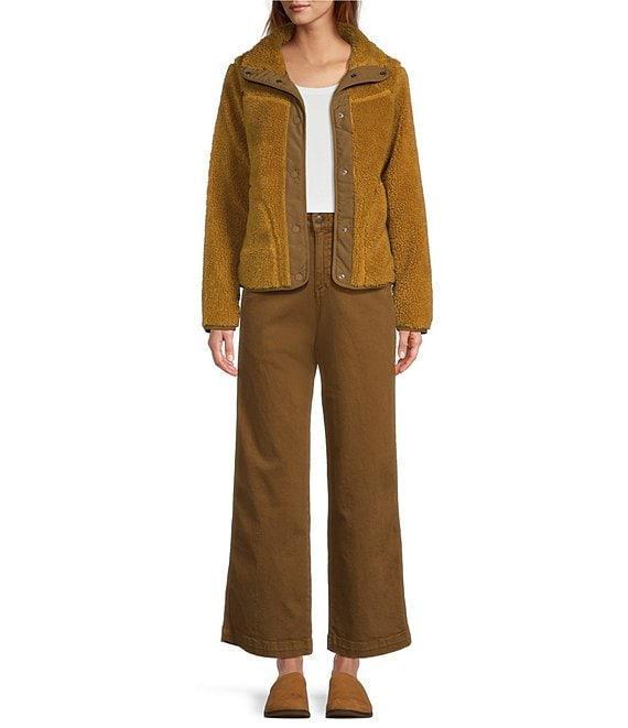 L.L.Bean Sherpa Fleece Stand Collar Long Sleeve Snap-Front Cozy Jacket Product Image