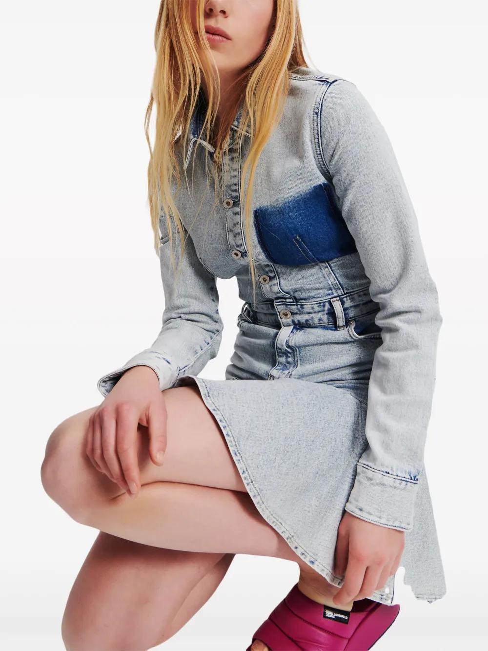 ruffle-hem denim minidress Product Image