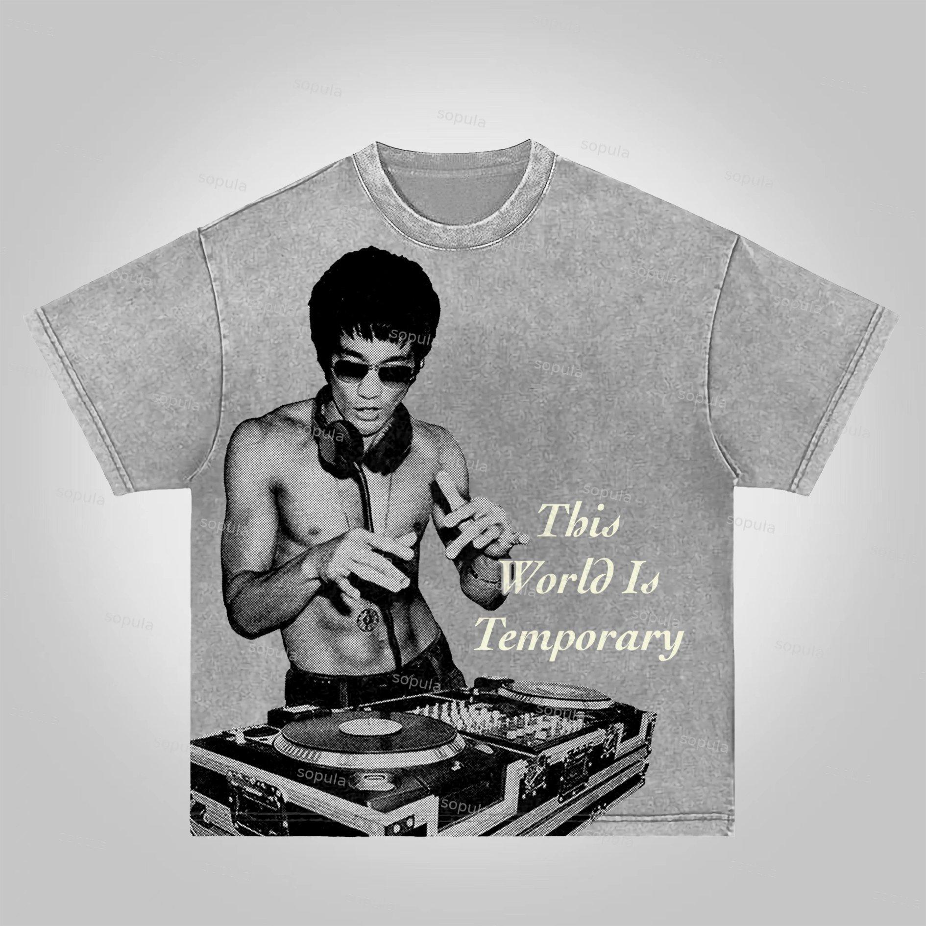 Sopula This World Is Temporary Celebrity Graphic Acid Wash T-shirt Product Image