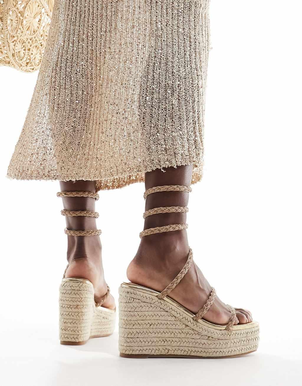 Simmi London Simona embellished espadrilles in gold Product Image