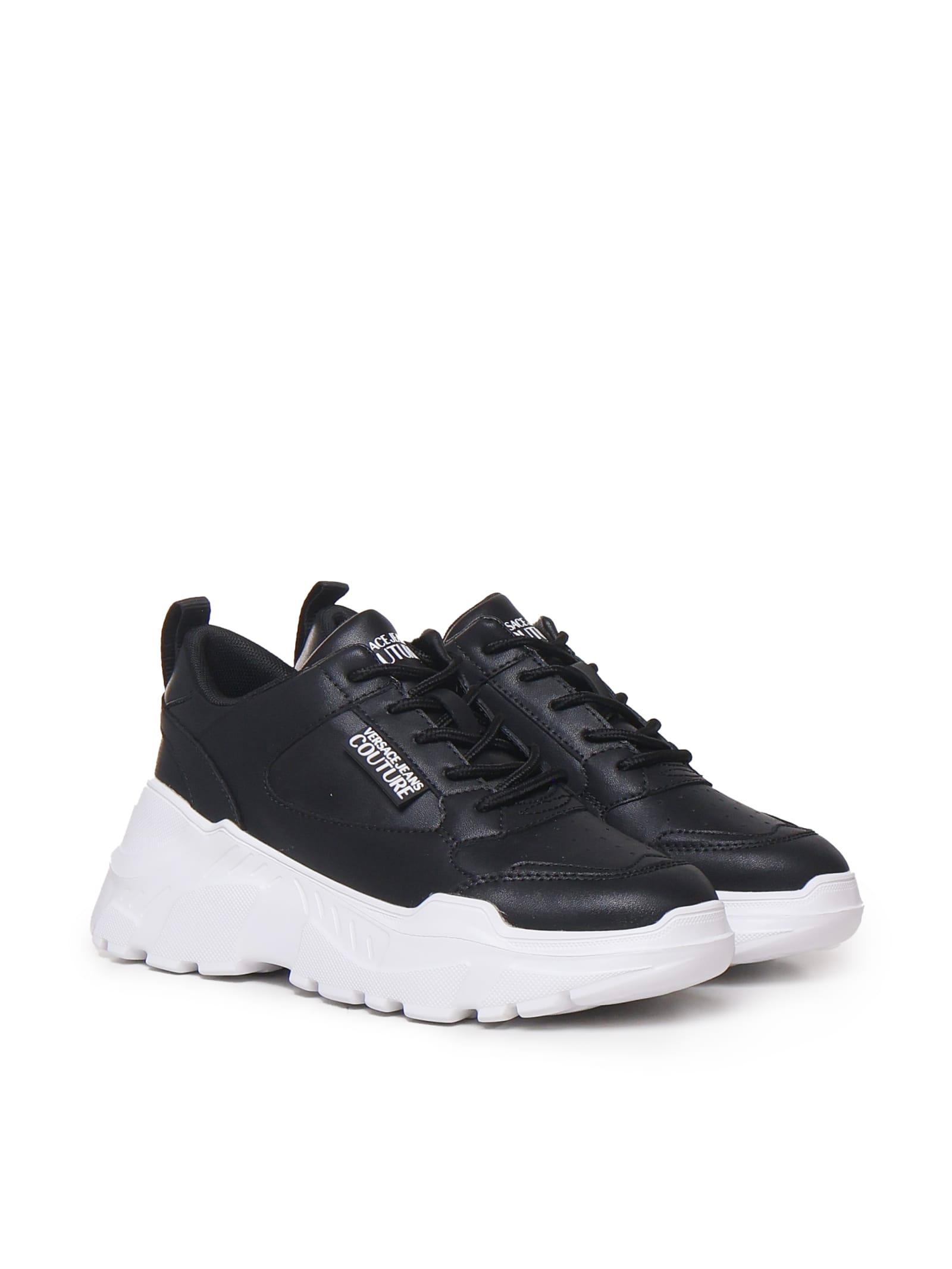 VERSACE JEANS COUTURE Logo-patch Low-top Sneakers In Black Product Image