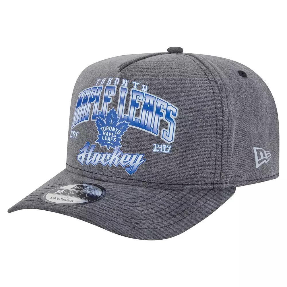 Men's New Era  Charcoal Toronto Maple Leafs Throwback Washed A-Frame Pre-Curved 9FIFTY Snapback Hat, Mpl Charco Product Image
