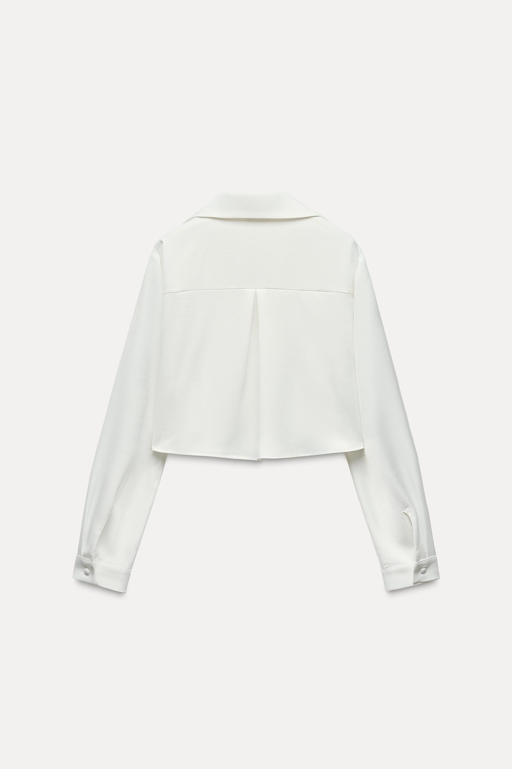 SATIN EFFECT CROPPED SHIRT Product Image