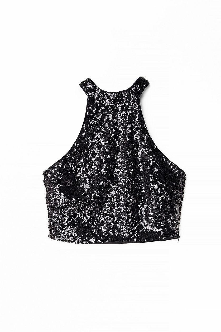 Halterneck Open Back Sequin Top Product Image