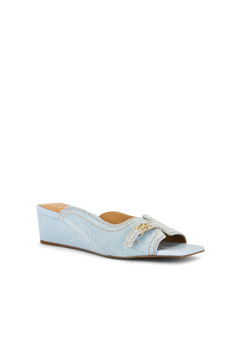 Butterfly Wedge Mule Sandal Denim Ganni Product Image