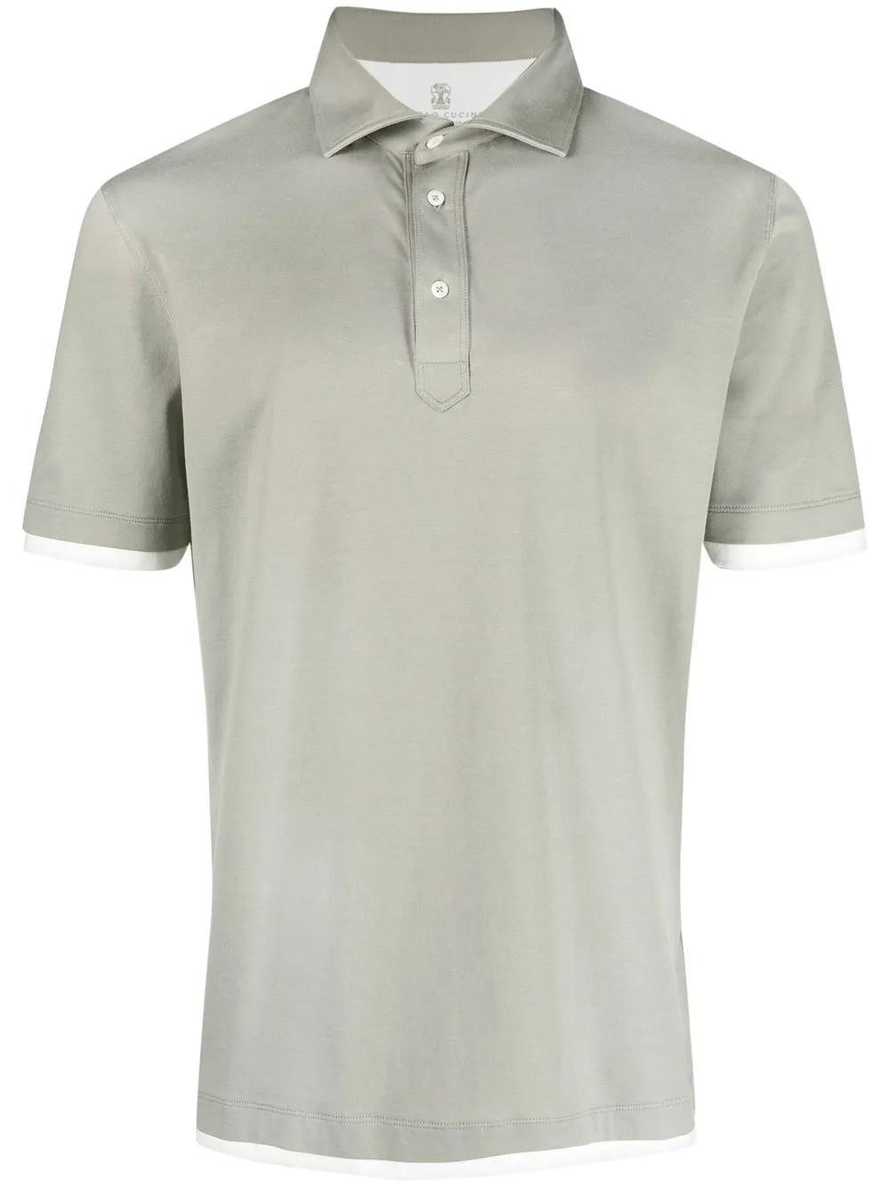 BRUNELLO CUCINELLI Slim-fit Cotton Polo Shirt In Green In Light Grey Product Image