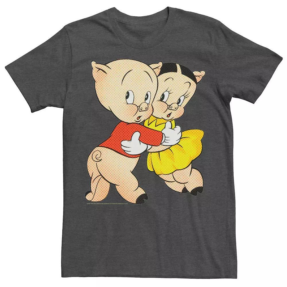 Men's Looney Tunes Porky & Petunia Pig Portrait Tee, Size: 3XL, Grey Heather Product Image