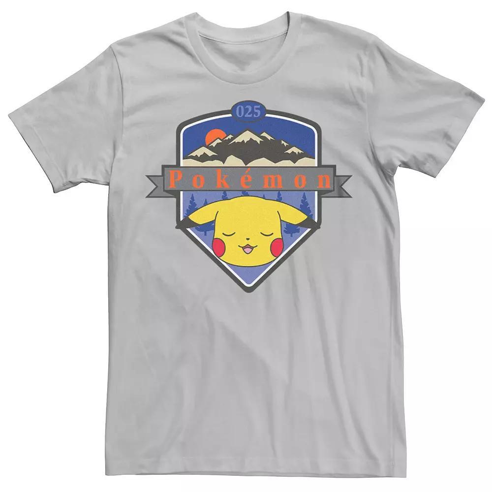 Men's Pokemon Sleepy Pikachu Montains Badge Tee, Size: XL, Silver Product Image